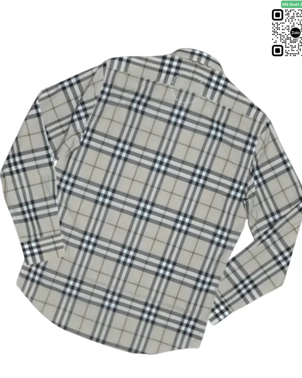Áo Burberry nam dài tay mầu trắng kẻ nhỏ hàng hiệu chính hãng