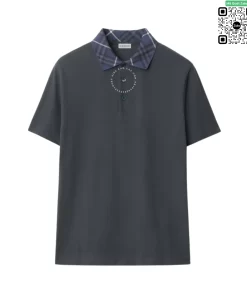 Áo Polo Burberry cao cấp nhập khẩu chuẩn mầu đen ghit check cổ