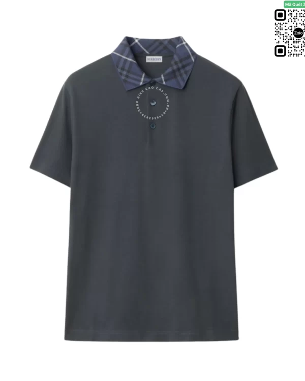 Áo Polo Burberry cao cấp nhập khẩu chuẩn mầu đen ghit check cổ