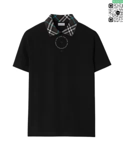 Áo Polo Burberry chính hãng fullbox nguyên tag mầu đen check cổ