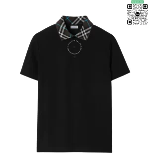 Áo Polo Burberry chính hãng fullbox nguyên tag mầu đen check cổ
