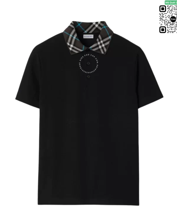 Áo Polo Burberry chính hãng fullbox nguyên tag mầu đen check cổ