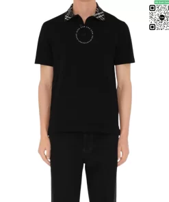 Áo Polo Burberry chính hãng fullbox nguyên tag mầu đen check cổ