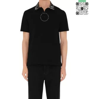 Áo Polo Burberry chính hãng fullbox nguyên tag mầu đen check cổ