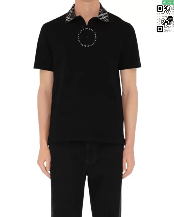 Áo Polo Burberry chính hãng fullbox nguyên tag mầu đen check cổ