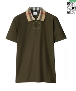 Áo Polo Burberry nam cao cấp chính hãng mầu xanh rêu sợi gai