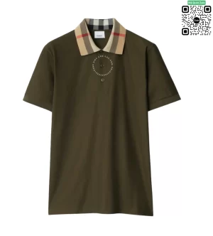 Áo Polo Burberry nam cao cấp chính hãng mầu xanh rêu sợi gai