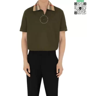 Áo Polo Burberry nam cao cấp chính hãng mầu xanh rêu sợi gai