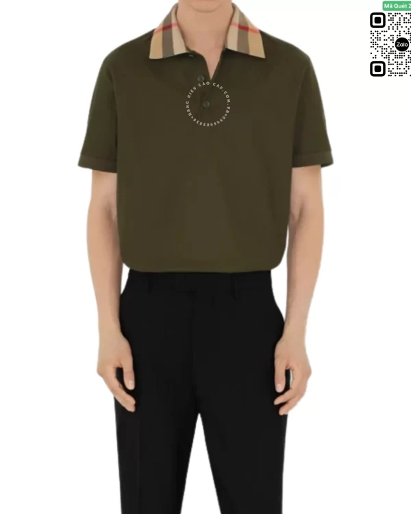 Áo Polo Burberry nam cao cấp chính hãng mầu xanh rêu sợi gai