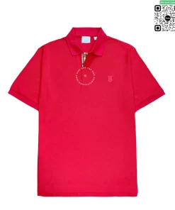 Áo Polo Burberry nam hàng hiệu London mầu đỏ sợi gai logo tb