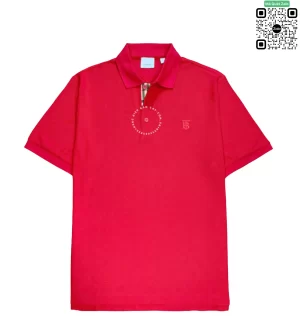 Áo Polo Burberry nam hàng hiệu London mầu đỏ sợi gai logo tb