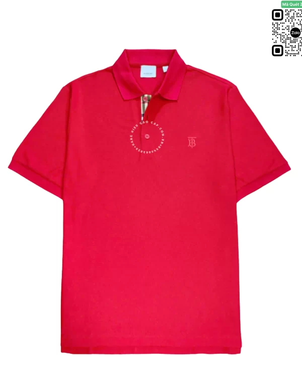 Áo Polo Burberry nam hàng hiệu London mầu đỏ sợi gai logo tb