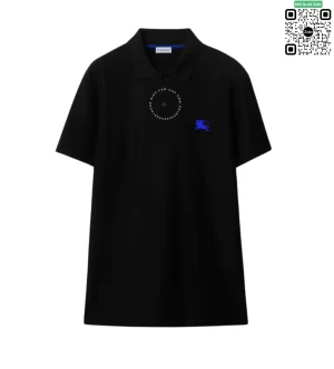 Áo Polo Burberry nam màu đen cá tính logo ngựa sợi cotton gai