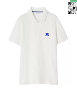 Áo Polo Burberry nam màu trắng đẹp sợi gai hàng like authentic