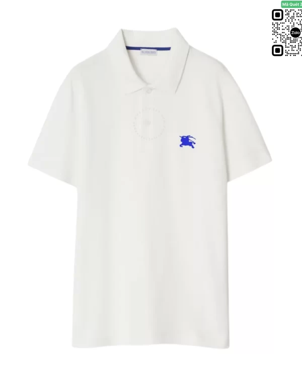 Áo Polo Burberry nam màu trắng đẹp sợi gai hàng like authentic