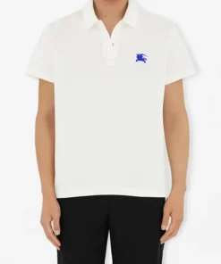 Áo Polo Burberry nam màu trắng đẹp sợi gai hàng like authentic