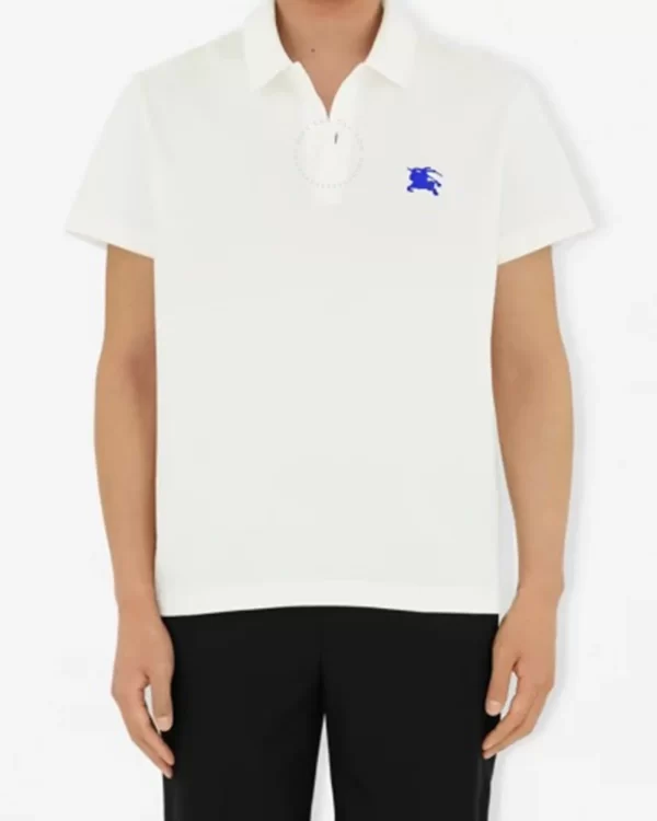 Áo Polo Burberry nam màu trắng đẹp sợi gai hàng like authentic