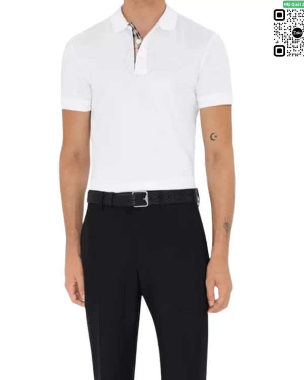 Áo Polo Burberry phối đồ thời trang đẳng cấp mầu trắng hàng authentic