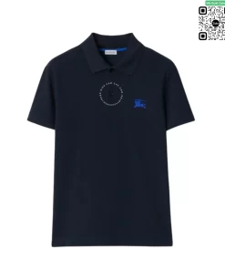 Áo Polo Burberry xịn 100% chất liệu cotton sợi gai thoáng mát xanh navy