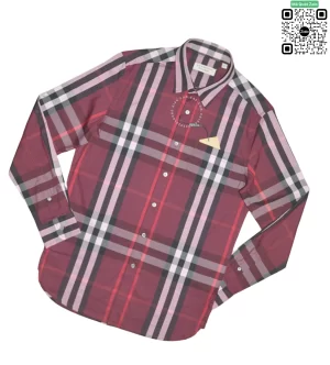 Áo sơ mi Burberry dài tay mầu mận kẻ cân hàng chính hãng