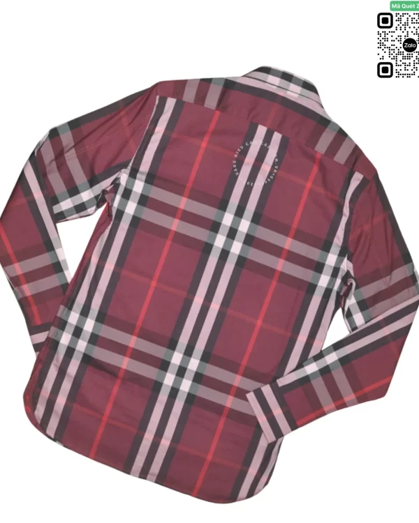 Áo sơ mi Burberry dài tay mầu mận kẻ cân hàng chính hãng