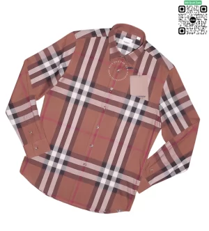 Áo sơ mi nam burberry mầu mận kẻ cân hàng hiệu chống nhăn