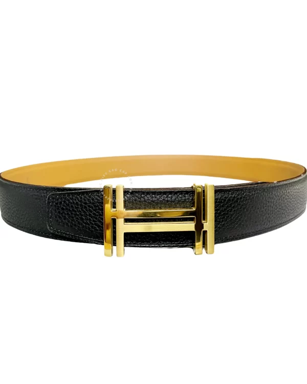 Dây lưng Hermès da thật chữ H lồng mầu vàng hàng chính hãng