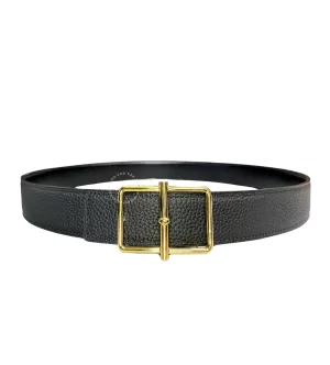 Dây lưng Hermès H chính hãng mặt vàng hình chữ nhật.