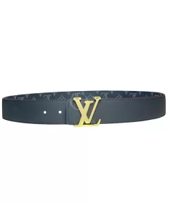 Dây lưng Louis Vuitton nam chính hãng lv mặt vàng dây mầu đen hoa trắng