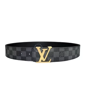 Dây lưng LV mặt khóa vàng Louis Vuitton dây caro đen hàng hiệu
