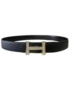 Dây nịt Hermès mặt trắng đính đá hàng hiệu chính hãng cao cấp hmt1
