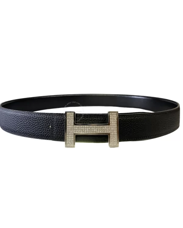 Dây nịt Hermès mặt trắng đính đá hàng hiệu chính hãng cao cấp hmt1