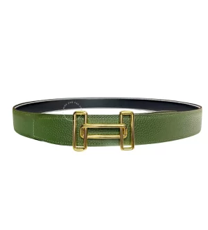 Dây nịt Hermès nam mặt chữ H lồng mầu vàng hàng hiệu