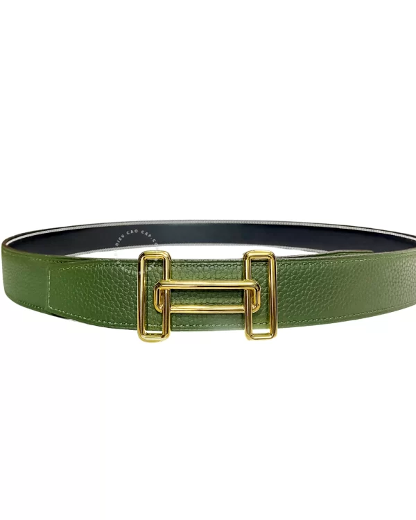 Dây nịt Hermès nam mặt chữ H lồng mầu vàng hàng hiệu