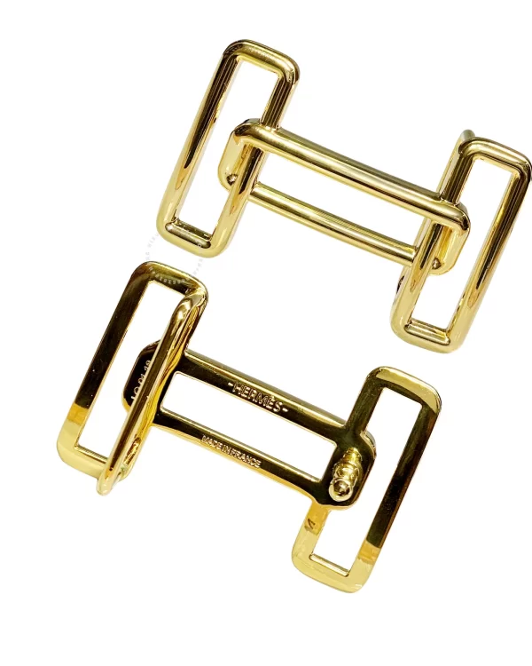 Mặt dây nịt Hermès nam mặt chữ H lồng mầu vàng hàng hiệu