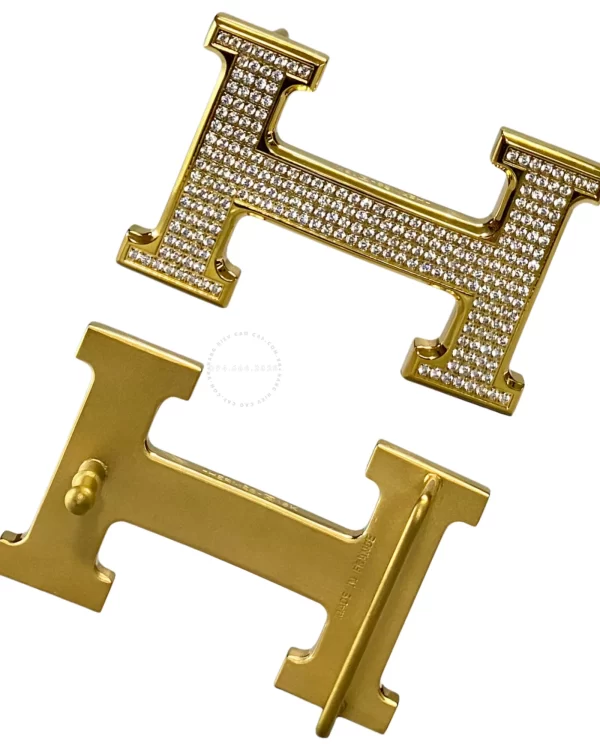 Mặt thắt lưng Hermès mặt vàng đính đá mặt trước và sau HMV5
