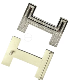 Mặt thắt lưng Hermès mầu trắng đính đá hàng hiệu cao cấp