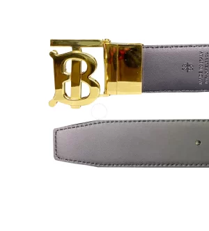 Thắt lưng Burberry nam chính hãng mặt khoá mầu vàng TB dây đen