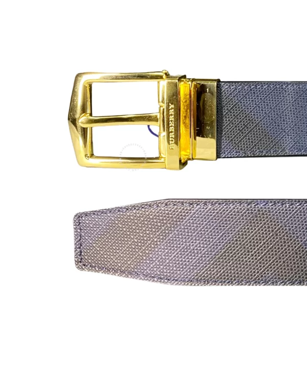 Thắt lưng Burberry thời trang nam hàng hiệu màu vàng dây mầu xanh caro