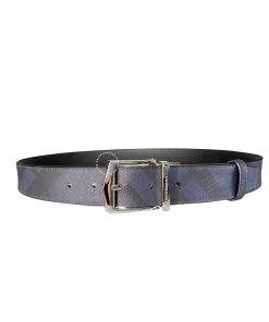 Thắt lưng Burberry hàng hiệu khoá xiên mầu trắng dây xanh caro