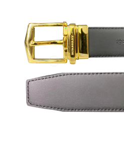 Thắt lưng Burberry mặt khóa vàng dây màu đen trơn hàng chính hãng
