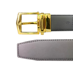 Thắt lưng Burberry mặt khóa vàng dây màu đen trơn hàng chính hãng