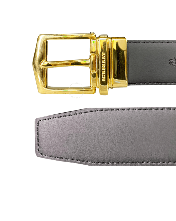Thắt lưng Burberry mặt khóa vàng dây màu đen trơn hàng chính hãng
