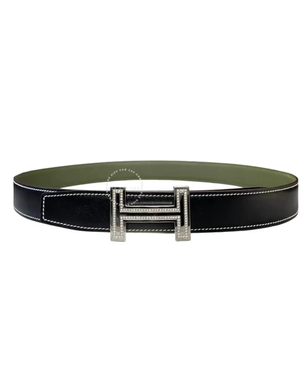 Thắt lưng Hermès mặt trắng đính đá hàng hiệu cao cấp HMT2
