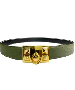 Thắt lưng Hermès mũi trâu hàng hiệu mặt mạ vàng 24k HM-V10