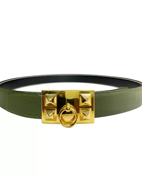 Thắt lưng Hermès mũi trâu hàng hiệu mặt mạ vàng 24k HM-V10
