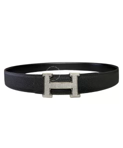 Thắt lưng Hermès nam mầu trắng mặt đính đá hàng hiệu HMT5