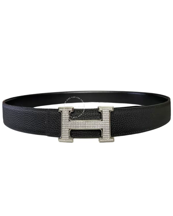 Thắt lưng Hermès nam mầu trắng mặt đính đá hàng hiệu HMT5