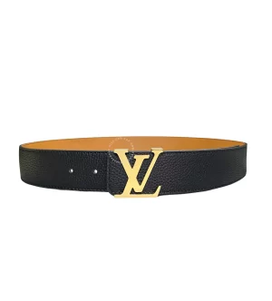 Thắt lưng Louis Vuitton da thật LV khoá mầu vàng dây taga mầu đen cam