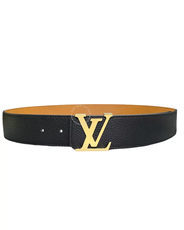 Thắt lưng Louis Vuitton da thật LV khoá mầu vàng dây taga mầu đen cam